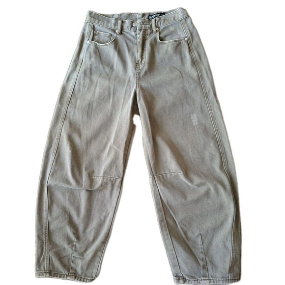 Blank NYC Denim - BLANK NYC High Rise Barrel Leg Jeans Size 27 The Bowery Distressed Denim Pants